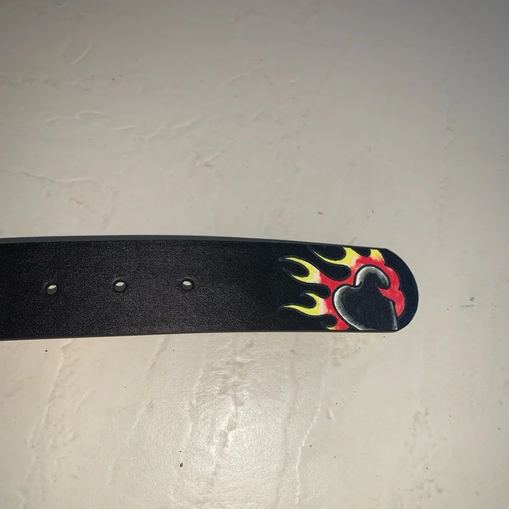 Ed Hardy Men's Reversible Belt Tattoo Dragon Skull Y2K Streetwear Size 42